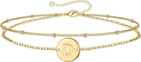 MONOZO Valentines Day Gifts - Gold Initial Bracelets for Women Girls - 16K Gold Plated Letter Initial Bracelet Personalized Disc Monogram Bracelet Gold Bracelets for Women Teen Girl Gifts Trendy Stuff in Kuwait