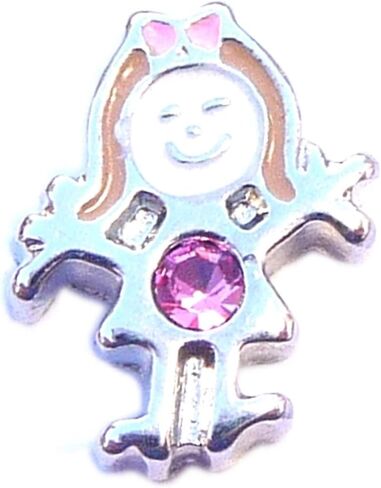 Girl October Floating Locket Charm Silvertone in Saudi Arabia