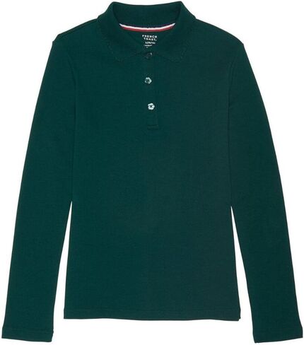 French Toast Girls' Long Sleeve Interlock Polo with Picot Collar (Standard & Plus) in Kuwait