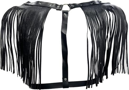 الرجال بو الجلود شرابة الجسم مربط صدر قابل للتعديل الشرير القوطية ضمادة زي الهذيان حفلة الجسم الملحقات in Kuwait