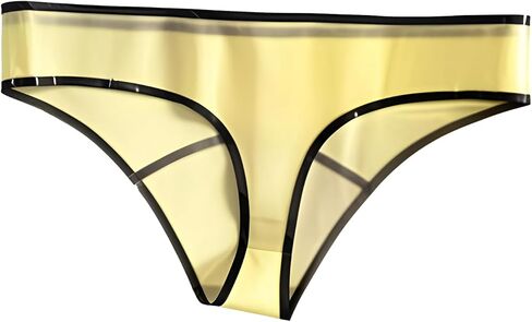 IOKUKI Transparent Latex Men's Thong Handmade,Black Edge Rubber G-String Cosplay Theme Club Party Costume Underwear in Kuwait