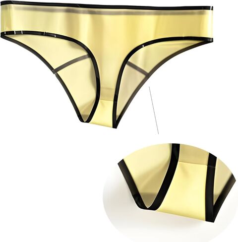 IOKUKI Transparent Latex Men's Thong Handmade,Black Edge Rubber G-String Cosplay Theme Club Party Costume Underwear in Kuwait
