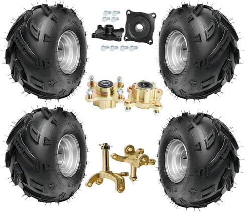4PC 16x8-7 16x8x7 ATV Go Kart Wheels & Tires Kit with Steering Knuckles – 7" Rims, 4-Stud 110mm Hubs, 17mm Spindles, 23T Rear Axle Hubs for 110cc 125cc Quad Buggy Mini Bike UTV Taotao Kazuma in Saudi Arabia