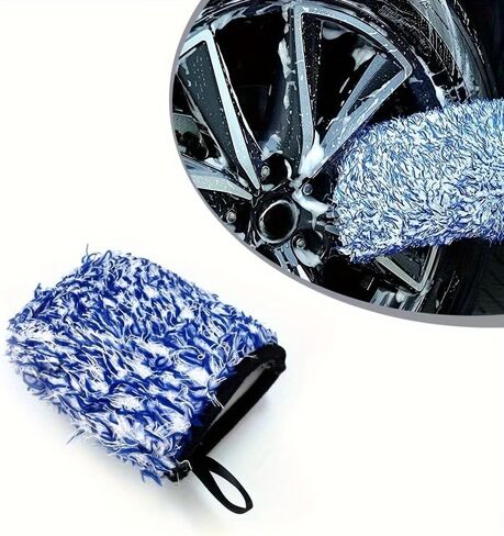 1 Piece of car Wheel Brush Gloves, Wheel hub Detail Wiping, Ultra-fine Fiber Coral Fleece Plush Chenille car wash Gloves in Saudi Arabia