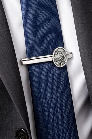 Saint Michael Silver Tie Clip – Archangel Michael Religious Tie Bar for Men, Catholic Christian Gift in Saudi Arabia