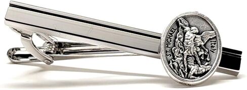 Saint Michael Silver Tie Clip – Archangel Michael Religious Tie Bar for Men, Catholic Christian Gift in Saudi Arabia