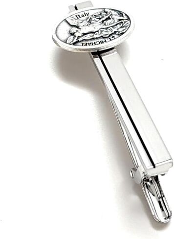 Saint Michael Silver Tie Clip – Archangel Michael Religious Tie Bar for Men, Catholic Christian Gift in Saudi Arabia