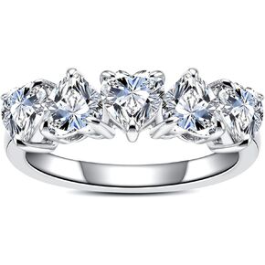 مويسانيت الخلود شريط الزفاف خاتم ثمانية قلوب وسهام خمسة الحجر/تسعة حجر/جولة/زمرد/قطع بيضاوية D Color VVS1 Clarity 925 Sterling Silver للنساء مع شهادة in Kuwait