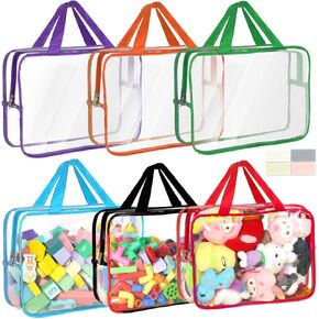 9 عبوات من أكياس تخزين الألعاب مع ملصقات، لوحة شفافة كبيرة قابلة لإعادة الاستخدام من مادة PVC لتخزين الألعاب مع سحاب، حقائب تنظيم مقاومة للماء للسفر لمكعبات البناء والألغاز وكتب الأطفال والقرطاسية (ألوان-9 قطع) in Kuwait
