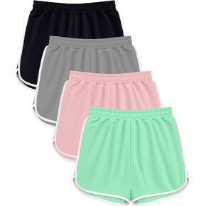 Rupy 4 Pack Girls Athletic Shorts Quick Dry Kids Active Dolphin Running Gym Shorts Lightweight Soccer Shorts in Saudi Arabia