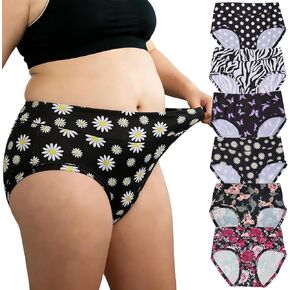 Womens Underwear Plus Size Briefs XL-5XL Mid High Waist Full Coverage Ladies Hipster Panties Set 6 Pack in Saudi Arabia