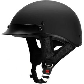Half Helmet Motorcycle Helmets Open Face Dot Approved Helmets for Men Women Biker Scooter (Matt Black) in Saudi Arabia