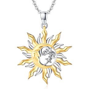 CUOKA MIRACLE Sun and Moon Necklace 925 Sterling Silver Crescent Moon Star Sun Pendant with Moonstone Crescent Exquisite Jewelry Gifts for Women Girls in Saudi Arabia
