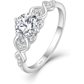 Fahonie Moissanite Promise Rings for Women 1CT D Color VVS1 Clarity, Round Cut 925 Sterling Silver Infinity Wedding Ring Engagement Anniversary Birthday Jewelry Gifts for Her Elegant Gift Packed in Saudi Arabia