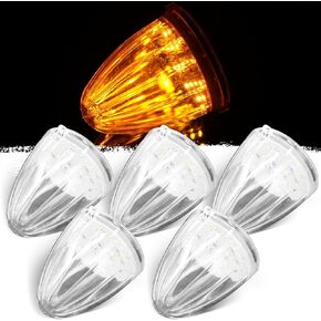 Dreamdragon 5pcs ضوء علامة الكابينة الأمامي العلوي للسقف قيد التشغيل 17 LED كهرماني مقاوم للماء مؤشر الرأس الأمامي ضوء الإشارة، متوافق مع شاحنات Kenworth Freightliner Mack شديدة التحمل (عدسة كهرمانية) in Kuwait