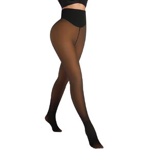 MERYLURE One Seam Fleece Lined Tights Women Fake Sheer Thermal Leggings Tummy Control Butt Lifting Winter Warm Pantyhose in Saudi Arabia