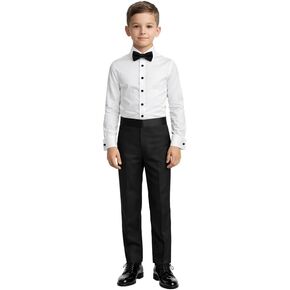 Adam Baker Boy’s Tailored Fit 4-Way Stretch French Cuff Laydown Collar Tuxedo Shirt - Cufflinks & Bow Tie Included in Saudi Arabia