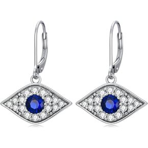 PEIMKO عين الشر مسمار هوب أقراط للنساء، 925 الفضة الاسترليني اليونانية عنخ الصليب عيون حورس / عيون الشر الزرقاء مجوهرات الحماية الروحية للنساء هدايا عيد ميلاد in Kuwait