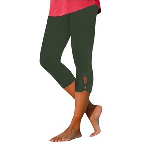 KIKX0DE Women Cropped Leggings with Cutout Soft Stretch Pull On Capri Length Pants for Everyday Wear in Saudi Arabia