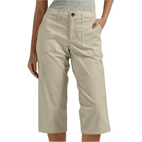 Women's Travel Hiking Pants Loose Solid Color High Waisted Cargo Capri Pants Casual Lightweight Capris with Pockets in Saudi Arabia