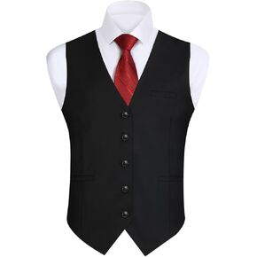 Mens Suit Vest Formal Dress Waistcoat Business Casual Wedding Vests with 3 Pockets for Suit or Tuxedo in Saudi Arabia