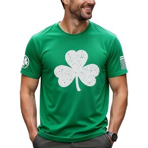 St Patrick's Day Shirts Men:Lucky Irish Shamrock Crew Neck Graphic Short Sleeve Higher Quality Printed T-Shirt in Saudi Arabia