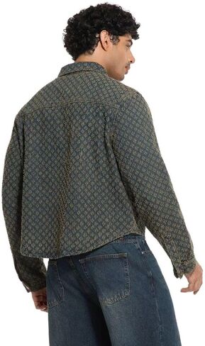 Men’s Vintage Washed Denim Jacket Single Breasted Drop Shoulder Casual Jean Coat Solid Color for Daily Wear in Saudi Arabia