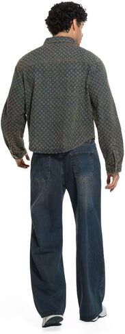 Men’s Vintage Washed Denim Jacket Single Breasted Drop Shoulder Casual Jean Coat Solid Color for Daily Wear in Saudi Arabia