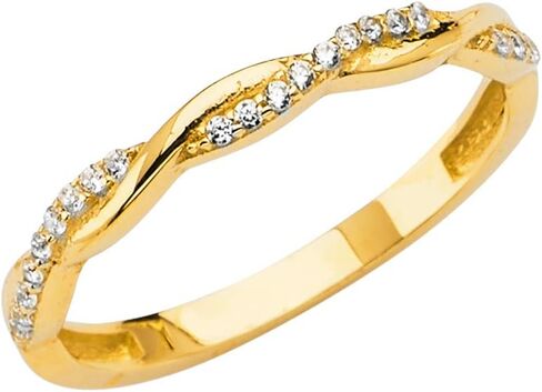 Ioka -14K Solid Yellow Gold CZ M-Pave Braided Women's Ring in Saudi Arabia