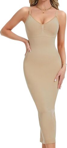 SLIMBELLE Shapewear Slip For Women Under Dress Tummy Control Bodycon Long Dress Adjustable Strap V Neck Full Body Shaper in Saudi Arabia