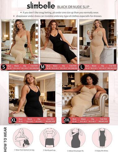 SLIMBELLE Shapewear Slip For Women Under Dress Tummy Control Bodycon Long Dress Adjustable Strap V Neck Full Body Shaper in Saudi Arabia