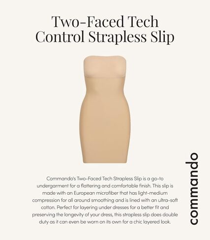 commando Two-Faced Tech Control Strapless Slip | Strapless Shapewear with Light-to-Moderate Compression | Seamless Finish | Beige, XL in Saudi Arabia