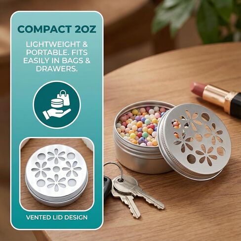 3PCS 2OZ Scent Beads Container Empty Metal Tins with Lids Small Air Freshener Containers Tin Jar Cans for Baking Soda Storage Can Holders for Travel Candle or Sample Use (60ml Aluminum Jars) in Saudi Arabia
