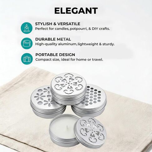 3PCS 2OZ Scent Beads Container Empty Metal Tins with Lids Small Air Freshener Containers Tin Jar Cans for Baking Soda Storage Can Holders for Travel Candle or Sample Use (60ml Aluminum Jars) in Saudi Arabia