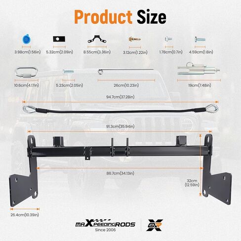 دعامة لوحة قاعدة قضيب السحب من maxpeedingrods BX1139 لسيارة جيب رانجلر JL JLU جميع الموديلات مع المصد القياسي Acc 392 4XE 2018-2023 in Kuwait