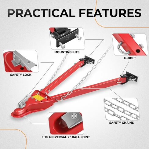 Auto Dynasty Tow Bar, 5000lbs Towing Capacity with Chains, Adjustable Universal Towing Bar Bumper Mount, Coupler Fits 2-Inch Ball Hitch 41-Inch Opening Width Tow Bars for Vehicles, RV, Trailer, Truck in Saudi Arabia