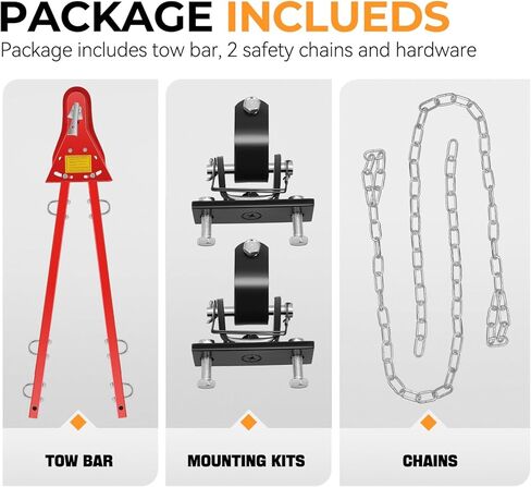 Auto Dynasty Tow Bar, 5000lbs Towing Capacity with Chains, Adjustable Universal Towing Bar Bumper Mount, Coupler Fits 2-Inch Ball Hitch 41-Inch Opening Width Tow Bars for Vehicles, RV, Trailer, Truck in Saudi Arabia