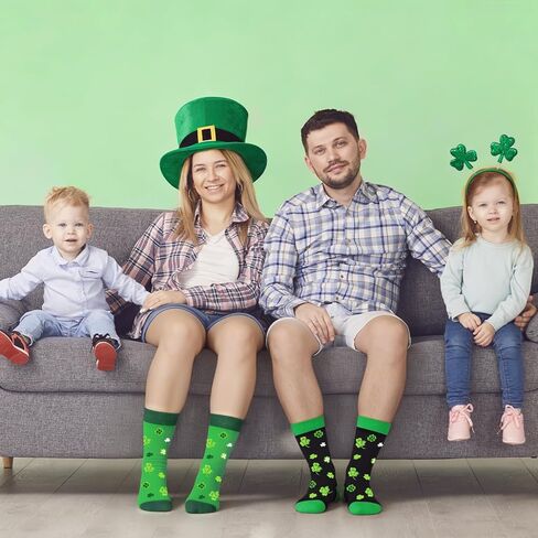 جوارب عيد القديس باتريك للنساء والرجال، زوجان من جوارب شامروك الأيرلندية، إكسسوارات ملابس عيد القديس باتريك الخضراء، هدايا عيد القديس باتريك للبالغين وزملاء العمل والمعلمين والأصدقاء in Kuwait