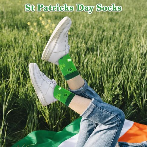 جوارب عيد القديس باتريك للنساء والرجال، زوجان من جوارب شامروك الأيرلندية، إكسسوارات ملابس عيد القديس باتريك الخضراء، هدايا عيد القديس باتريك للبالغين وزملاء العمل والمعلمين والأصدقاء in Kuwait