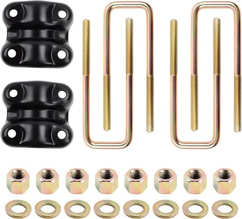 Heavy Duty Rear Suspension Leaf Spring U-Bolt Kit with Plates Compatible with 1988-1998 Chevy GMC C/K1500, Tahoe, Yukon, Fits 8.75" Length for 2.5" Wide Leaf Springs, Replace# 15592585 15592586 in Kuwait