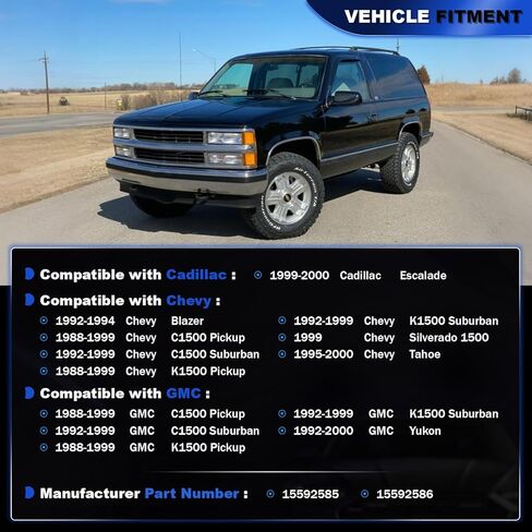طقم مسمار زنبركي للتعليق الخلفي شديد التحمل مع لوحات متوافقة مع 1988-1998 Chevy GMC C/K1500، Tahoe، Yukon، يناسب طول 8.75 بوصة لنوابض أوراق عريضة 2.5 بوصة، استبدال # 15592585 15592586 in Kuwait