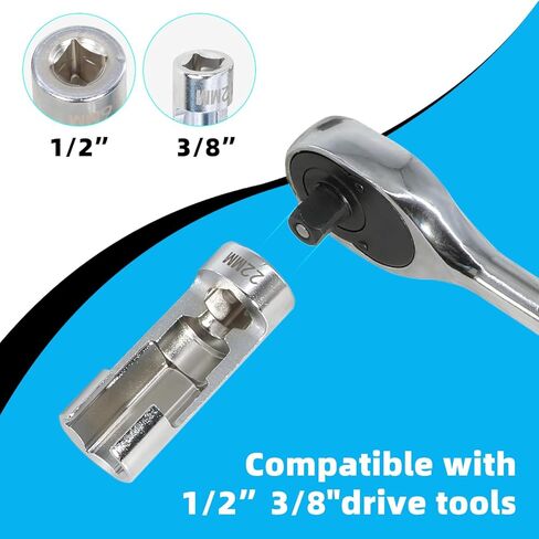 DPTOOL 14 قطعة مجموعة مقابس خط الوقود لحاقن الديزل متري 8-22 مم مجموعة مقابس صامولة مضيئة 3/8 بوصة 1/2 بوصة محرك 5 نقاط تجنب مقابس صواميل الأسلاك لمستشعر درجة الحرارة السلكي، مفتاح حراري، إلخ in Kuwait
