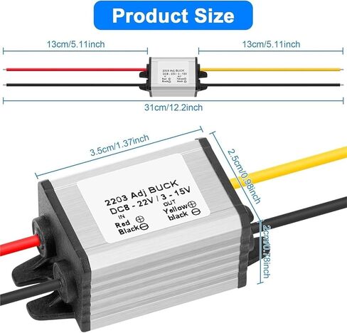 1pcs 12V to 5V DC Converter Car Power Voltage DC 8-35V 12V24VStep Down to DC 5V 3A 15W Voltage Regulator Buck Converter in Saudi Arabia
