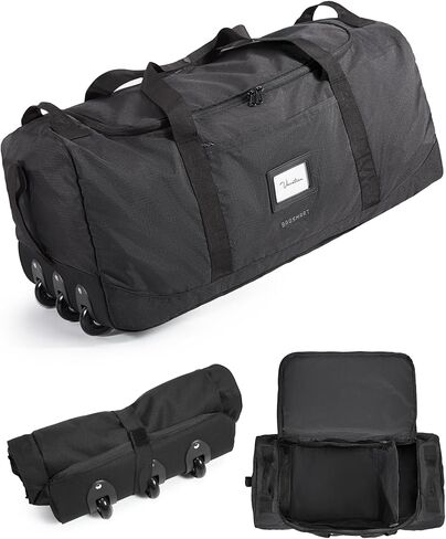 BAGSMART 83L Foldable Travel Bag, Large Duffle Bag for Travel, Duffel Luggage Bag for Sport College Camping, Water Resistant, Black in Kuwait