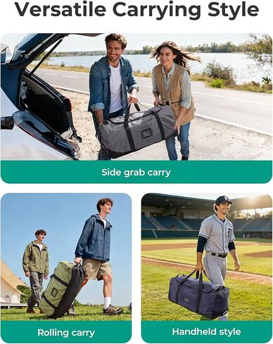 BAGSMART 83L Foldable Travel Bag, Large Duffle Bag for Travel, Duffel Luggage Bag for Sport College Camping, Water Resistant, Black in Kuwait