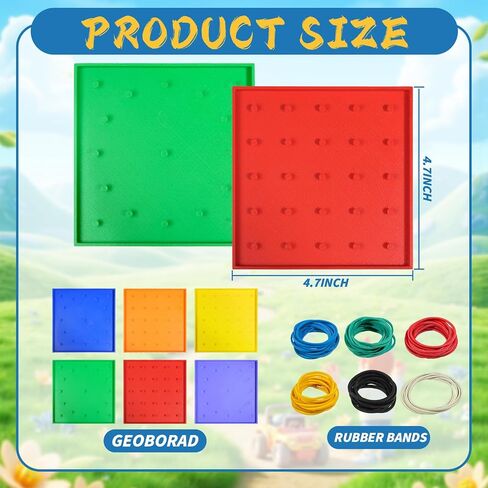 Bbiamsleep 6 Pack Plastic Geoboards with Rubber Bands Geometry Manipulatives Geo Board Brain Teaser Geo Board Fine Motor Skills for Sorting Counting Training in Saudi Arabia