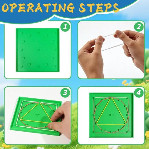 Bbiamsleep 6 Pack Plastic Geoboards with Rubber Bands Geometry Manipulatives Geo Board Brain Teaser Geo Board Fine Motor Skills for Sorting Counting Training in Saudi Arabia