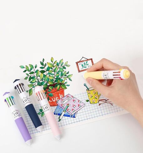 6 Pack Multicolor Pens, 10-in-1 Colored Ballpoint Pen, 57 Colors, 0.8mm Fine Point Smooth Writing, Retractable Ballpoint Pens for Office School in Saudi Arabia