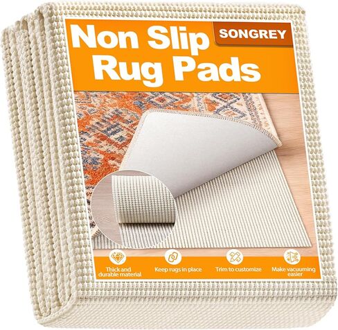 Songrey Non-Slip Rug Pad, Extra Thick Carpet Pads for Hard Surfaces, Prevents Sliding and Secures Rugs（2.5x8 FT） in Saudi Arabia