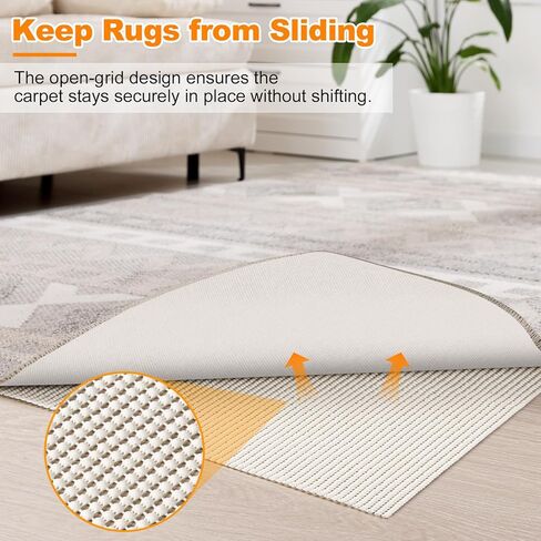 Songrey Non-Slip Rug Pad, Extra Thick Carpet Pads for Hard Surfaces, Prevents Sliding and Secures Rugs（2.5x8 FT） in Saudi Arabia